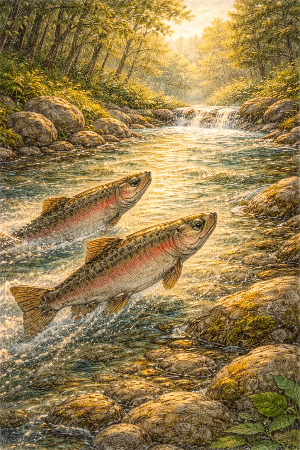 Illustration for the parable The Young Salmon and the Long River