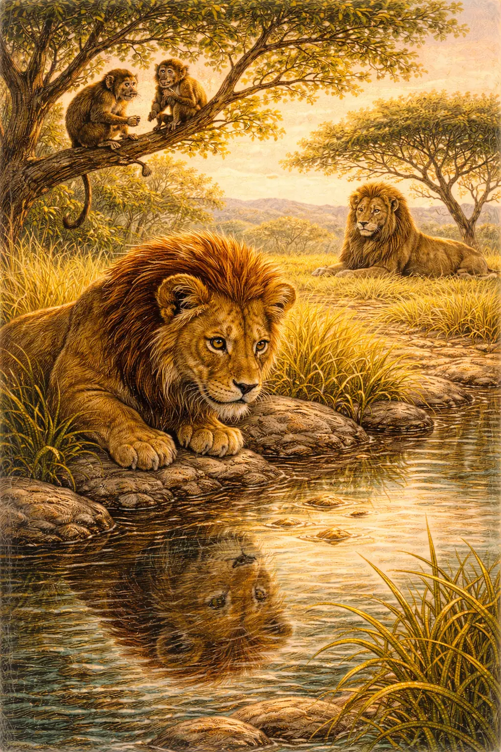 Illustration for the parable The Young Lion and the Falling Mane