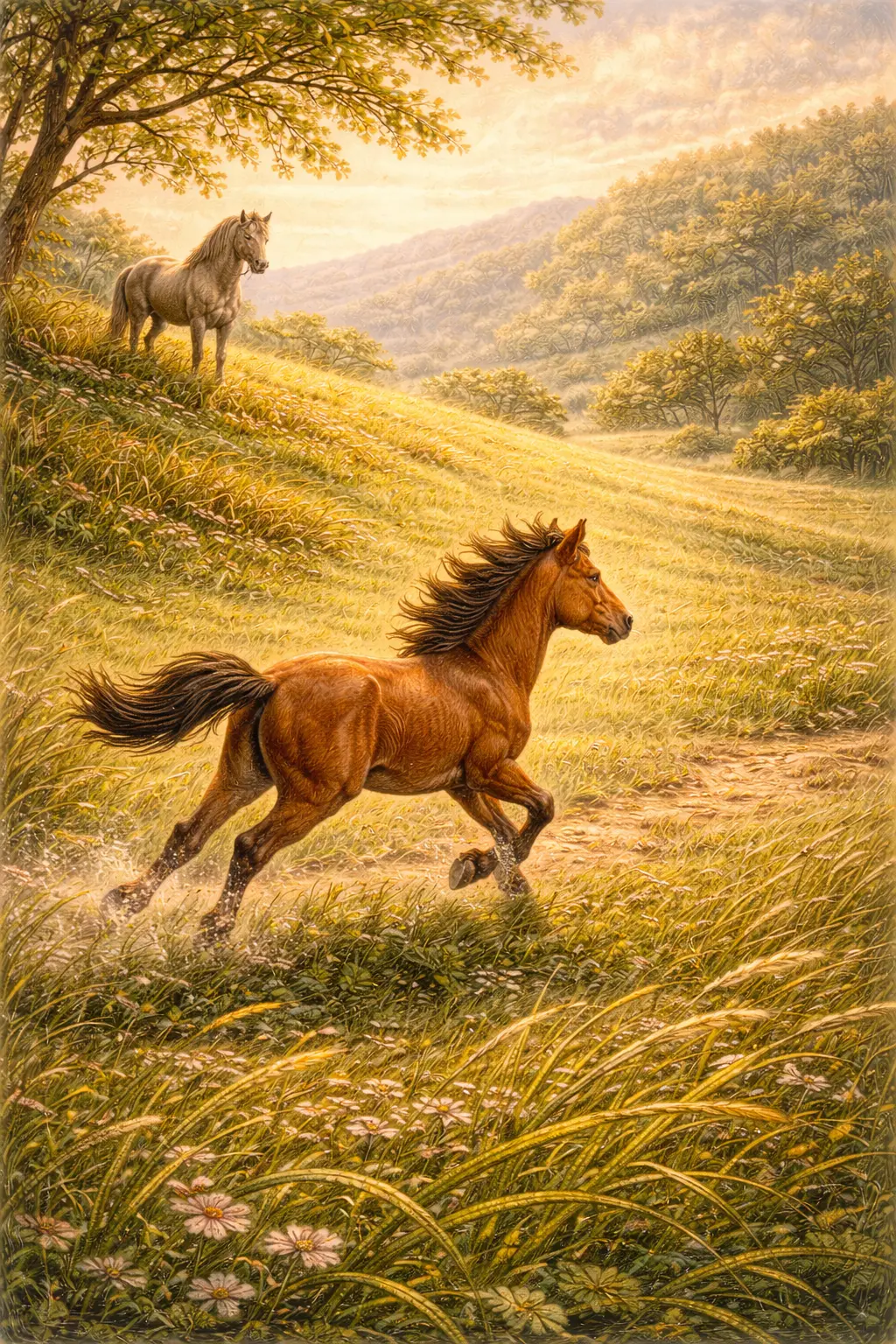 Illustration for the parable The Young Horse and the Strong Wind