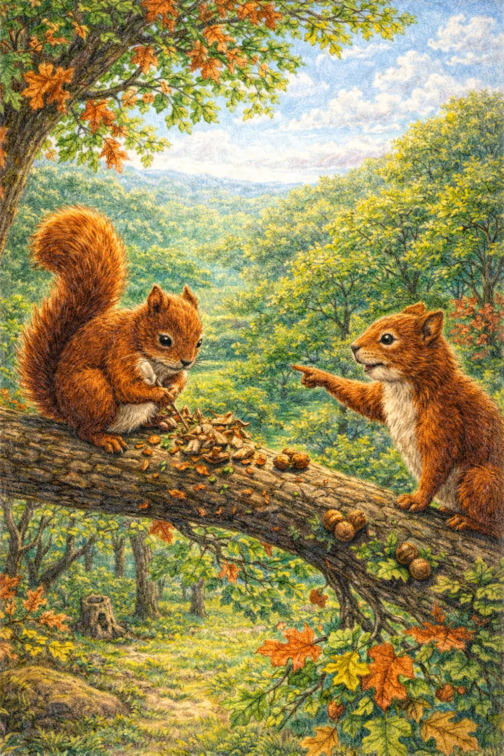 Illustration for the parable The Young Squirrel and the Empty Afternoon