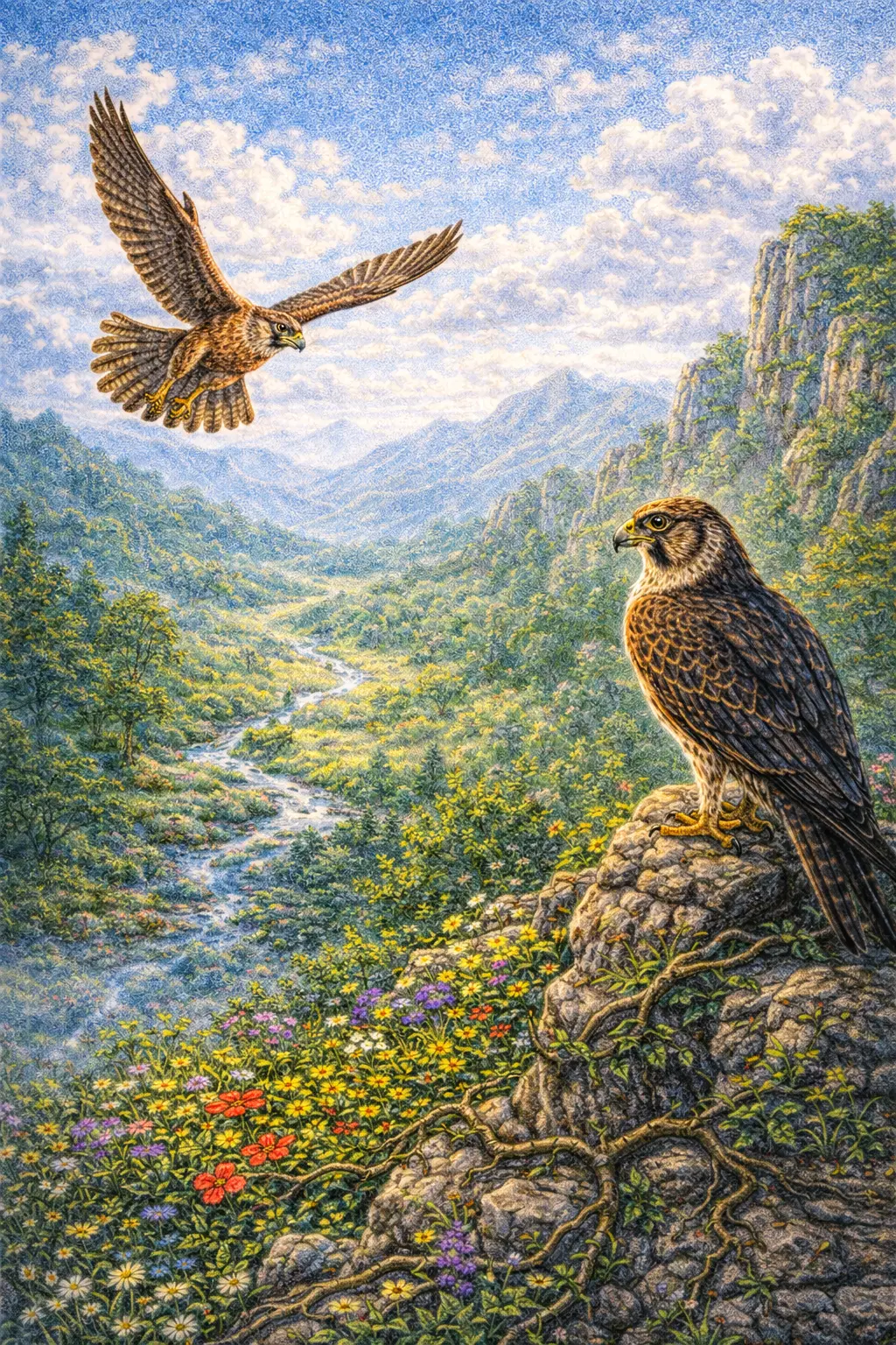 Illustration for the parable The Falcon Who Learned to Wait