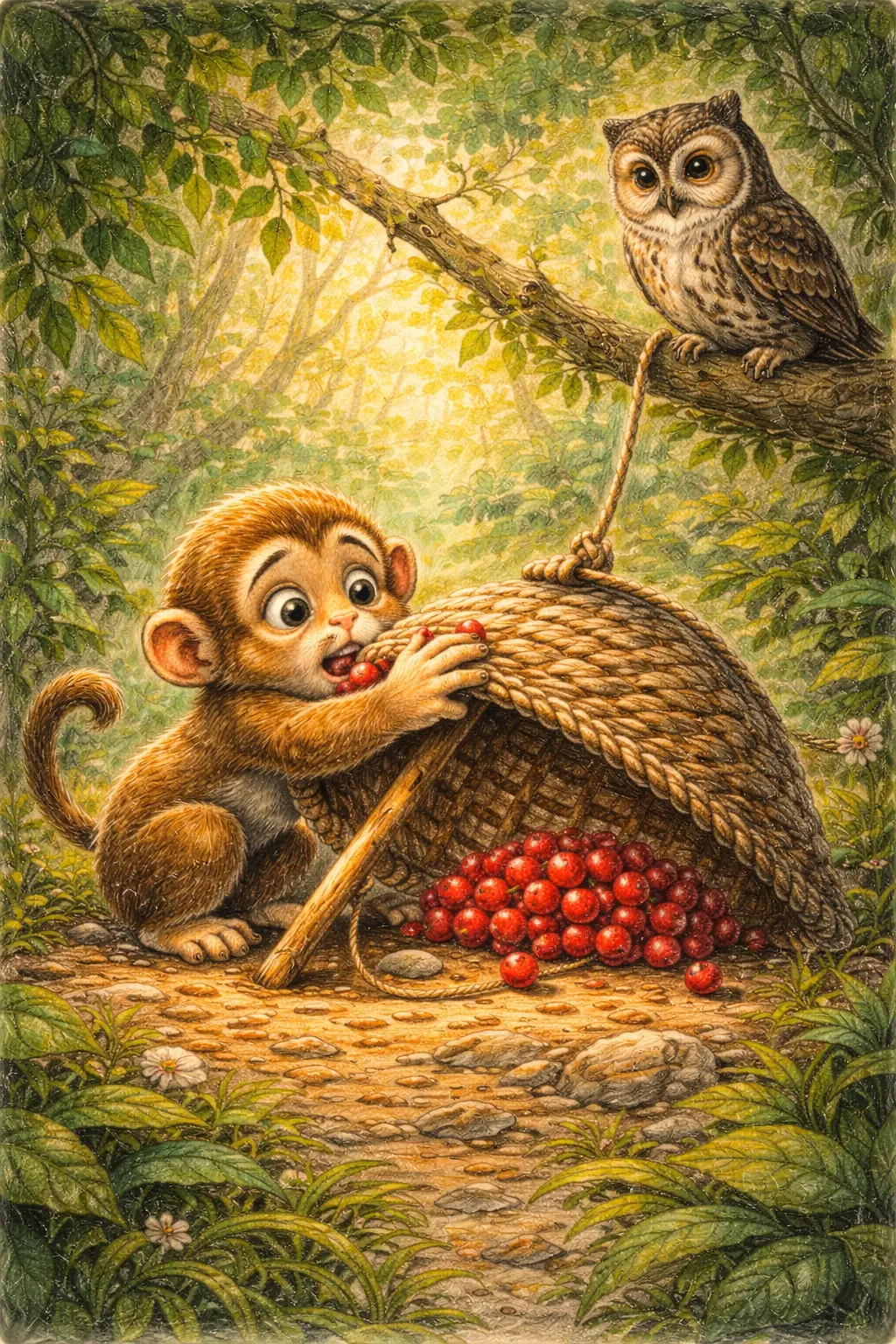 Illustration for the parable The Monkey and the Sweet Fruit