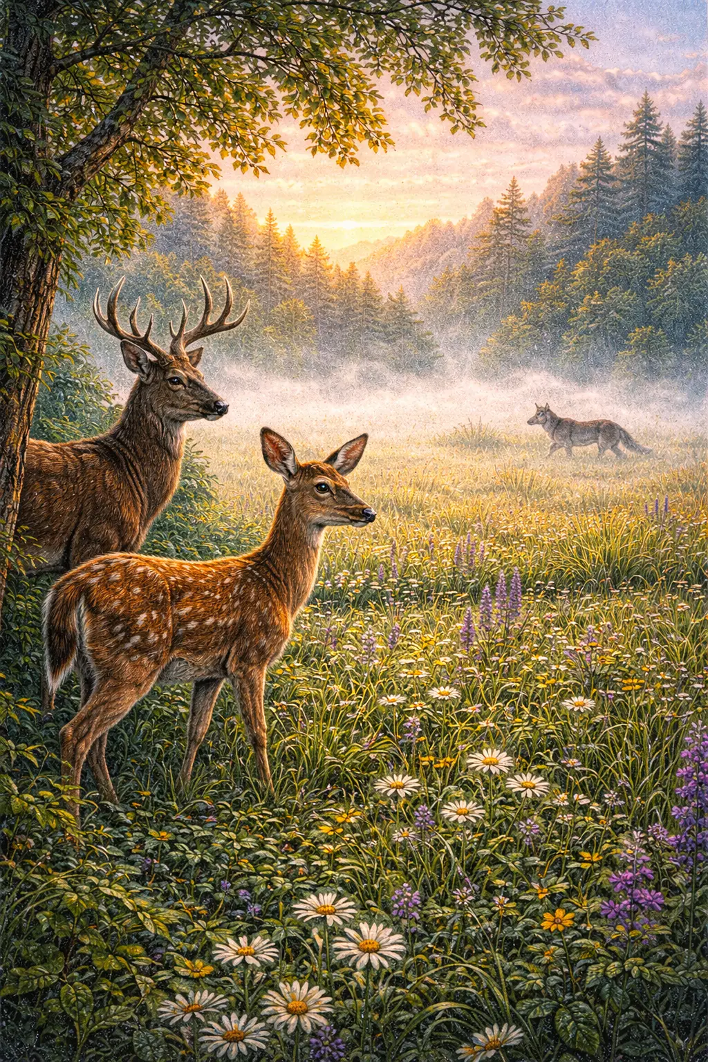 Illustration for the parable The Deer and the Open Meadow