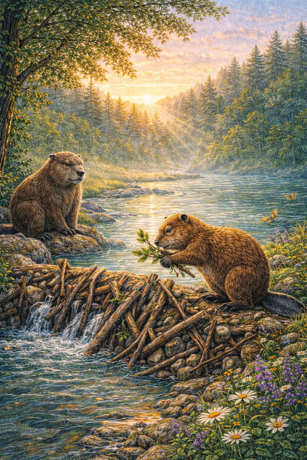 Illustration for the parable The Beaver and the River