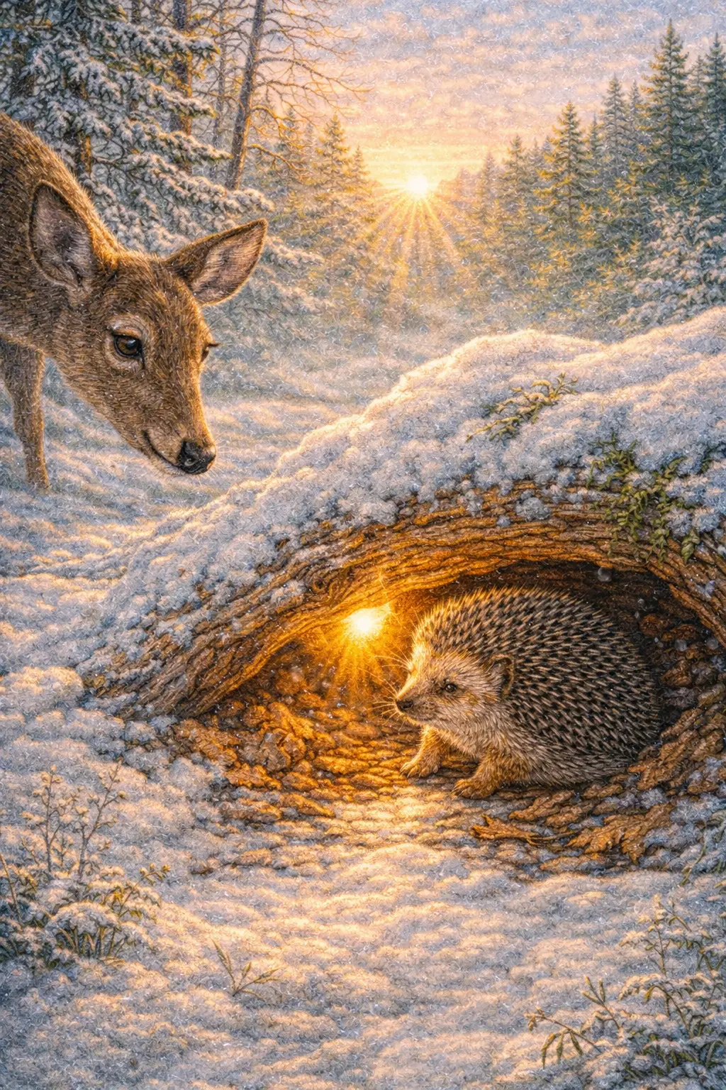 Illustration for the parable The Sleeping Hedgehog and the Winter Sun