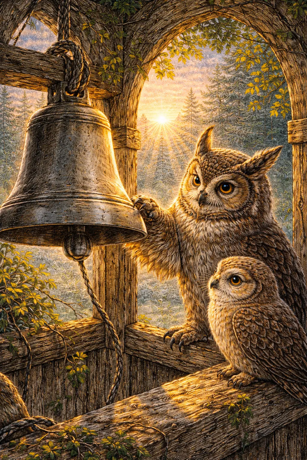 Illustration for the parable The Owl and the Silent Bell