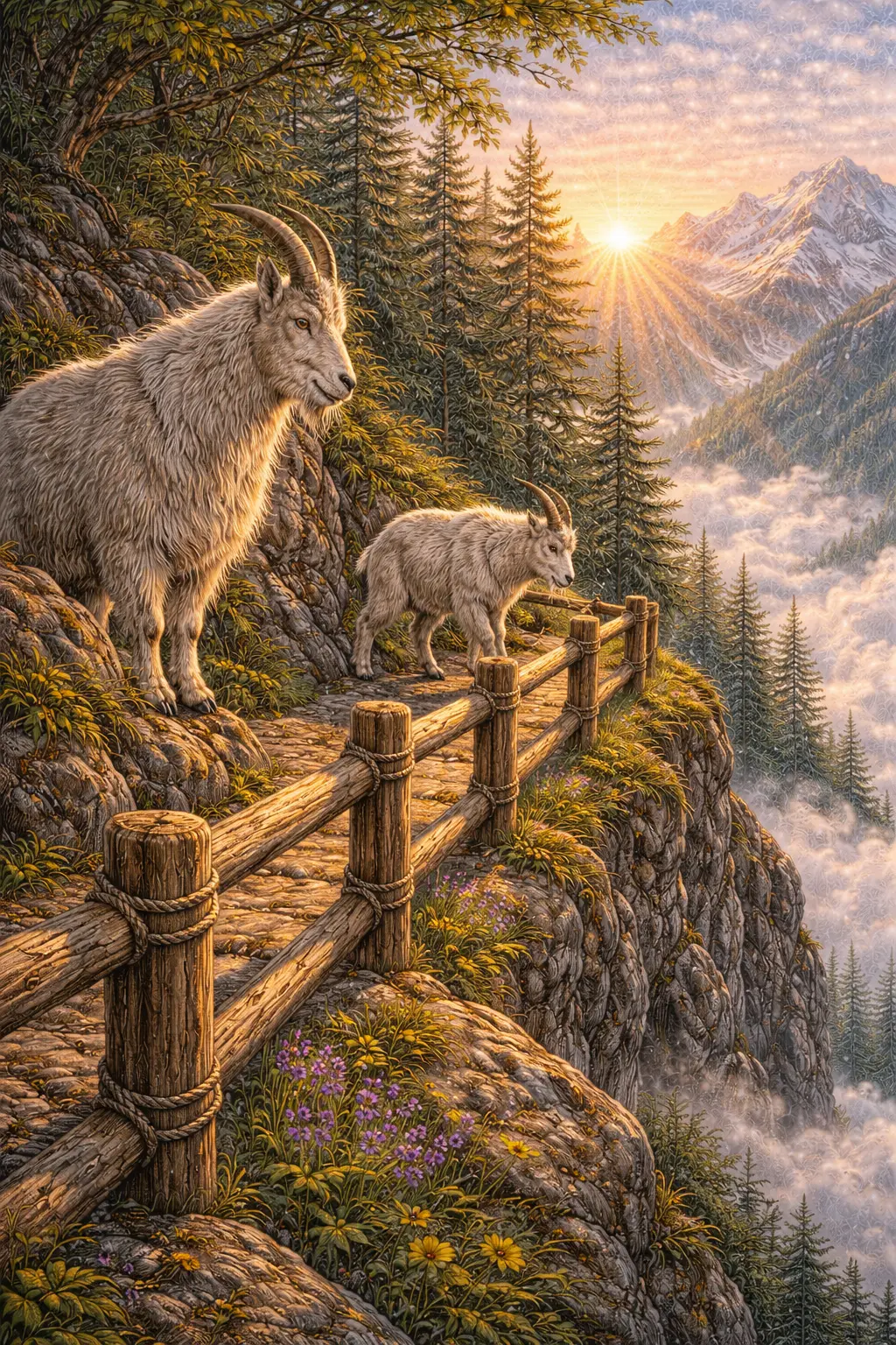 Illustration for the parable The Mountain Goat and the Wooden Rail