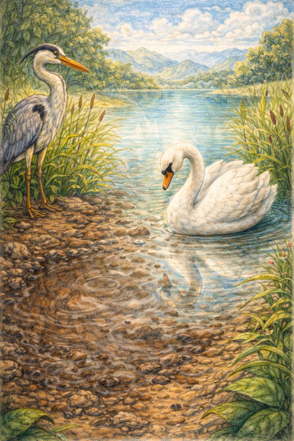 Illustration for the parable The Swan and the Clear Lake