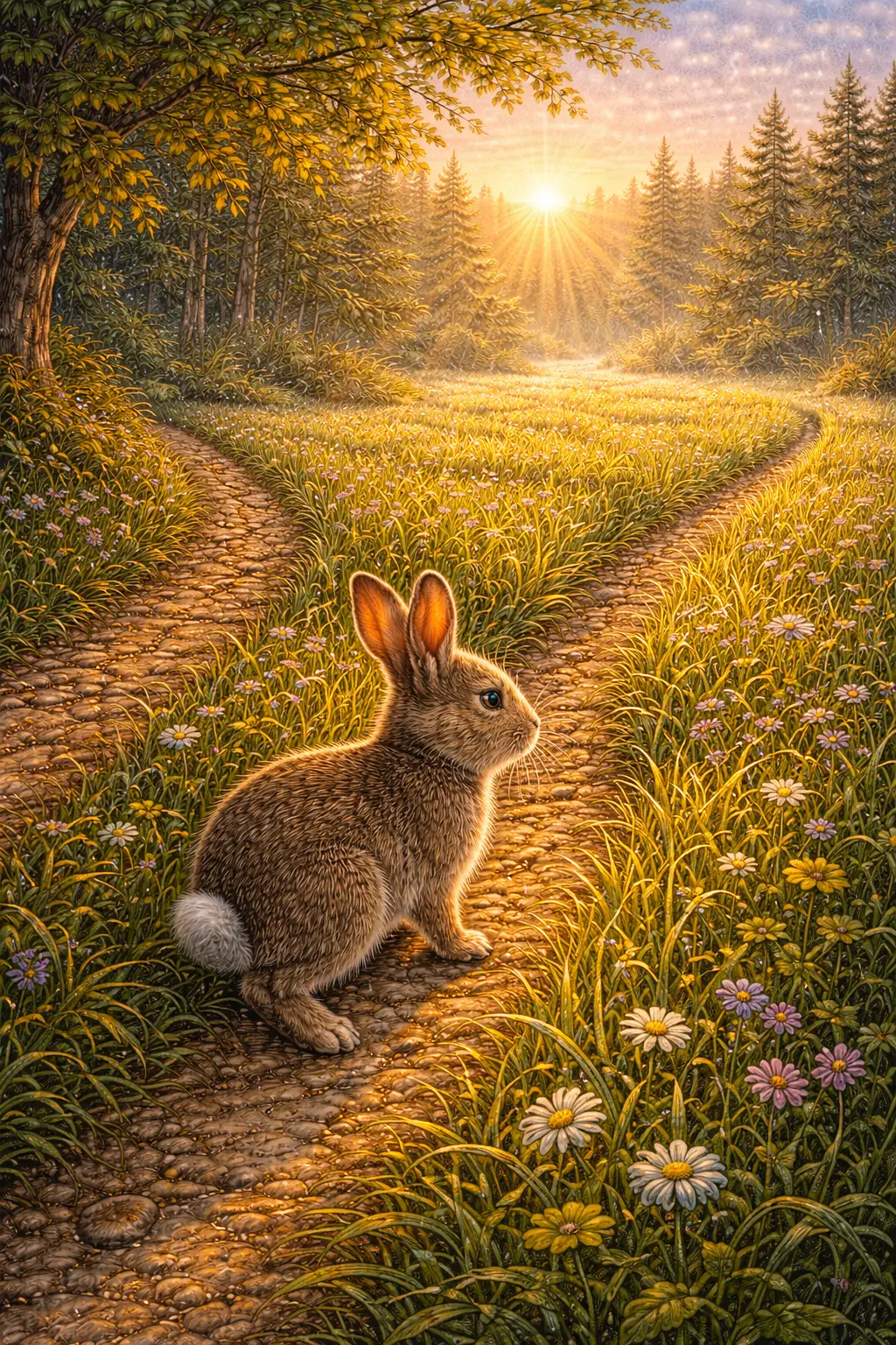 Illustration for the parable The Rabbit and the Two Paths